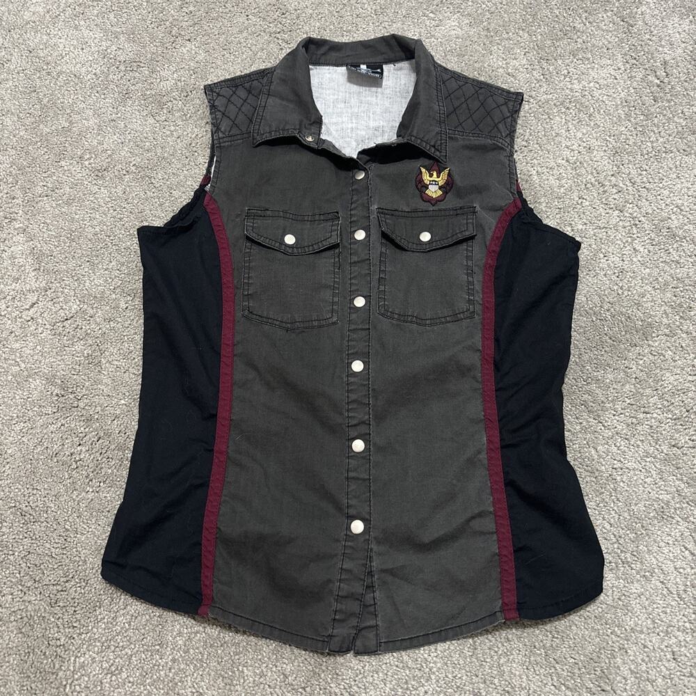 Vintage Lip Service Vest Women’s Gray Biker Small